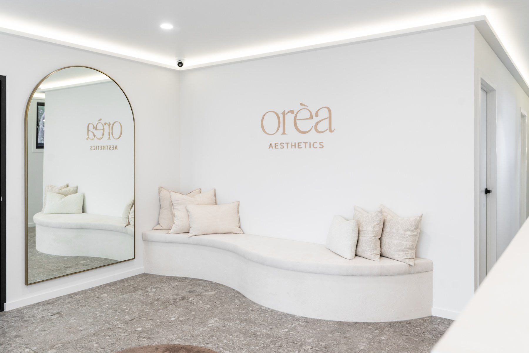 Orea Aesthetics completed clinic reception and waiting area