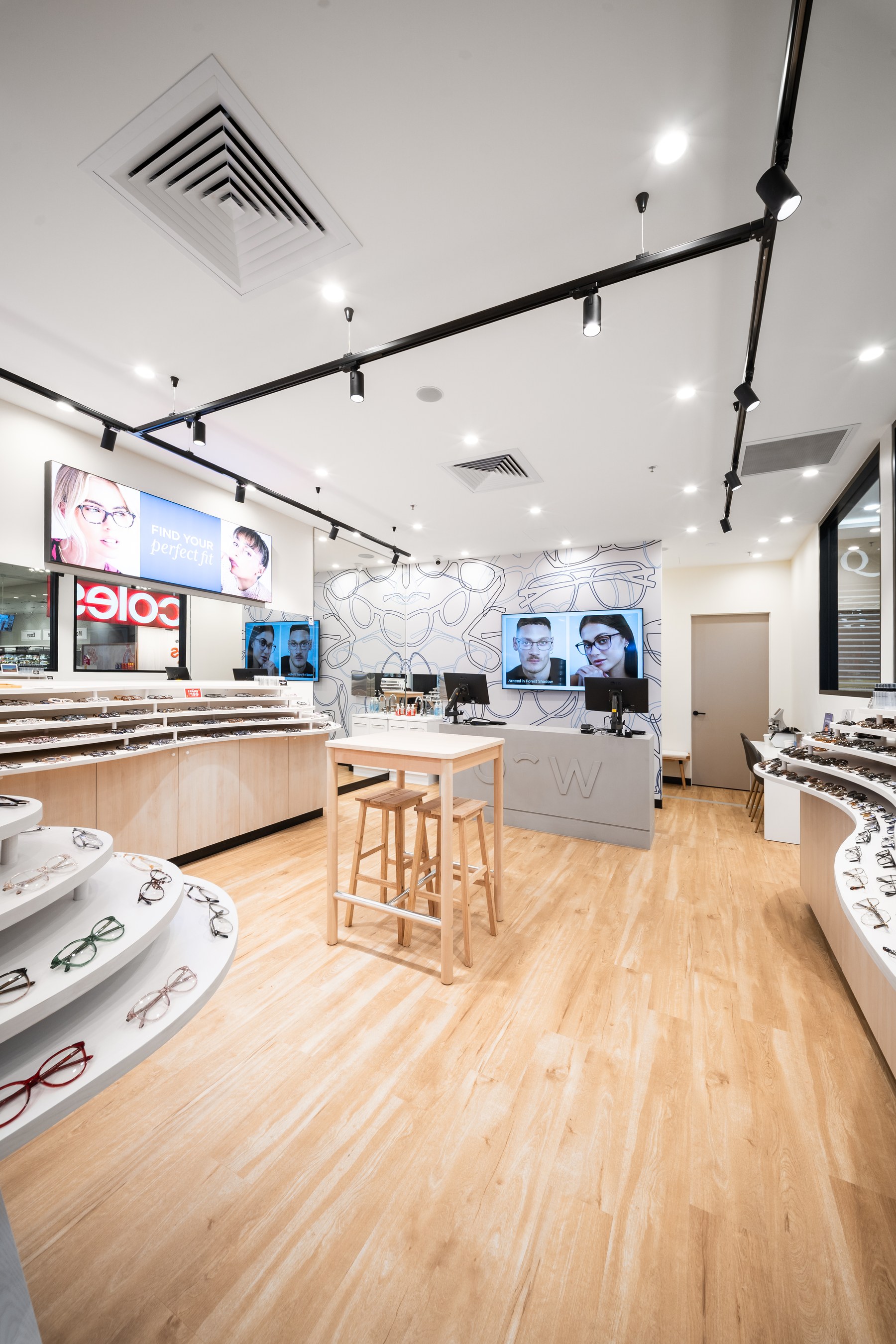 Oscar Wylee Brookside interior showing display lighting and optical retail fit-out